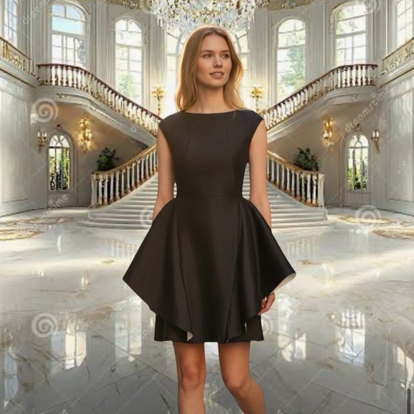Halston Heritage size 4 black structured fit & flare dress - mordernwear.com Halston Heritage size 4 black structured fit & flare dress - mordernwear.com